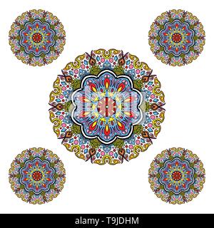 Colorful mandala by free hand draw style in kind of adaptive thai art Stock Vector