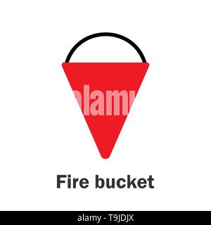 Fire bucket in cartoon style, marine card for kid, preschool activity for children, vector illustration Stock Vector