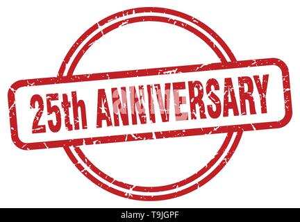 25th anniversary round vintage grunge stamp Stock Vector