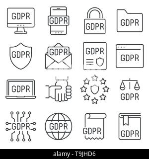 General Data Protection Regulation GDPR Personal data protection Icons set Stock Vector