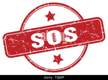 sos vintage round isolated stamp Stock Vector