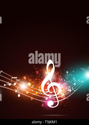 abstract music notes funky multicolor party dark background Stock Photo