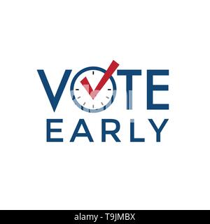 Early Voting Icon with Vote, Icon, & Patriotic Symbolism and Colors Stock Vector
