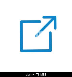 External Link Icon with arrow showing leaving the app to visit an external website Stock Vector