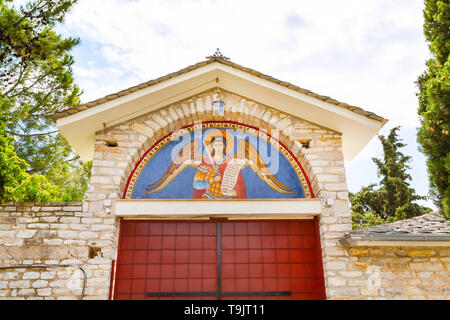 Entrance of the Monastery of Archangel Michael, Thassos island, Greece Stock Photo