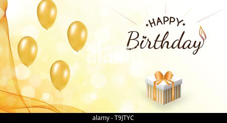Happy birthday design with balloon, wavy veil. Stock Vector