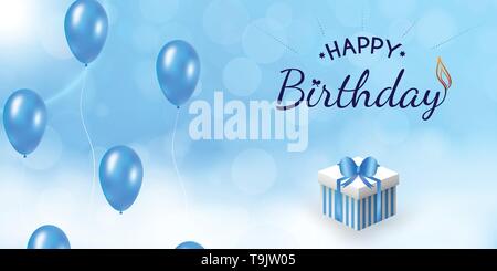 Happy birthday design in the sky with balloon. Stock Vector