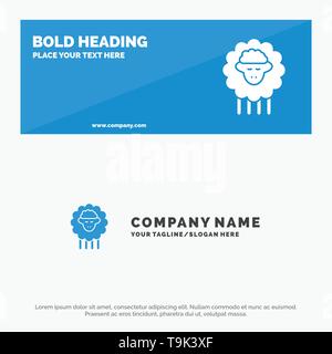 Mutton, Ram, Sheep, Spring SOlid Icon Website Banner and Business Logo Template Stock Vector