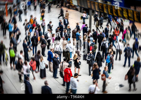 Commuters at Waterloo Station, in rush hour, London Stock Photo