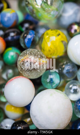 Close-up of a collection of colorful marbles Stock Photo