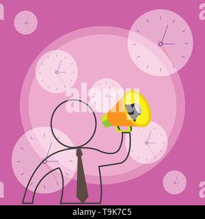 Outline Symbol Man Loudspeaker Making Announcement Giving Instructions Business Empty template for Layout for invitation greeting card promotion poste Stock Vector
