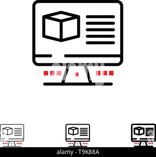 Computer, Screen, Monitor, Shopping Bold and thin black line icon set ...