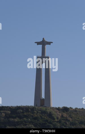 View of the Sanctuary of Christ the King Statue (Santuário de Cristo Rei) in Lisboa, Portugal Stock Photo