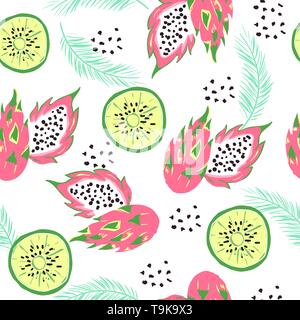 Seamless pattern with doodle style fruits Stock Vector