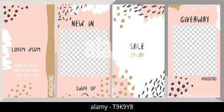 Set of templates for stories with place for photo Stock Vector