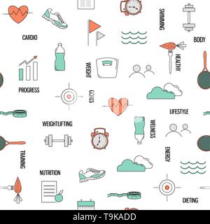 Seamless pattern for fitness club or gym Stock Vector