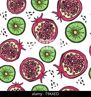 Bright seamless pattern with hand drawn fruits Stock Vector