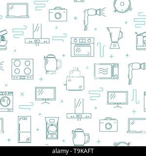 Household appliances seamless pattern. Stock Vector