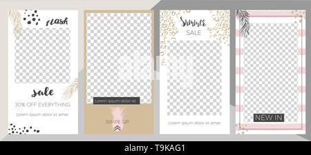 Set of templates for stories with place for photo Stock Vector