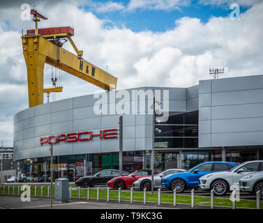 Porsche Dealership in Belfast Stock Photo