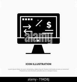 Tax Regulation, Finance, Income, Computer solid Glyph Icon vector Stock Vector