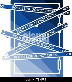 Crime Scene Door Icon. Flat Color Ladder Design. Vector Illustration. Stock Vector