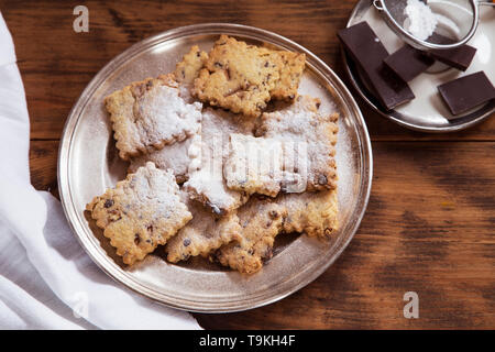 Homemade cookies on a silver plate Stock Photo