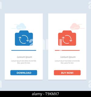 Camera, Refresh, Basic, Ui  Blue and Red Download and Buy Now web Widget Card Template Stock Vector