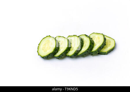Sliced cucumber, slices on white background, isolate Stock Photo
