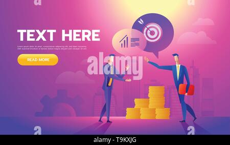 Coworkers office concept with characters. Freelancer concept, coworking people. Standing employee space for businessmen. Flat Isometric illustration Stock Vector