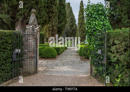 garden of Villa Vignamaggio, Greve in Chianti, Tuscany, Italy, Stock Photo