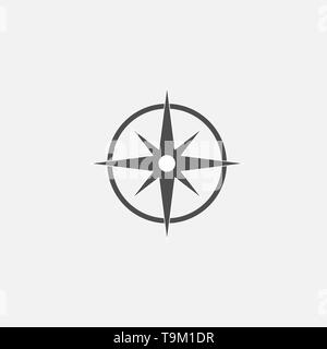 Compass, compass rose, navigation icon. Vector illustration, flat design. Stock Vector