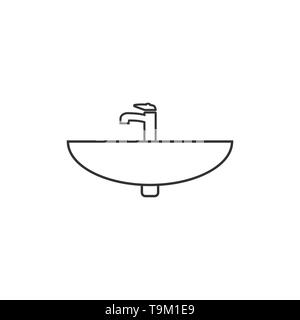 Wash basin icon. Vector illustration, flat design. Stock Vector