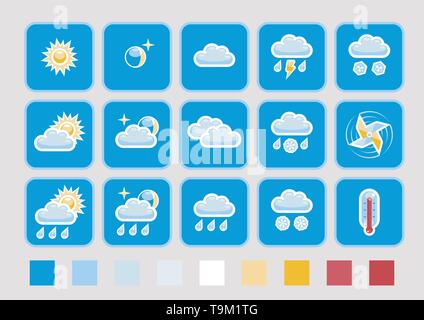 Weather Forecast Icons Stock Vector