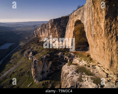 Bakhchysarai, Republic of Crimea - April 1, 2019: Kachi-Kalon (Kachi-Kalyon) Crimean medieval cave monastery Stock Photo