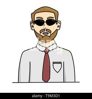 Man in sunglasses. Isolated stock vector cartoon illustration Stock Vector