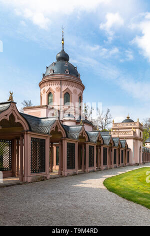 Beautiful view of the Mosque in the garden behind the Schwetzingen Palace, near Heidelberg and Mannheim, Baden-Wuerttemberg, Germany Stock Photo