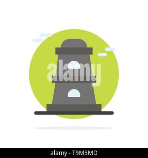 Observatory, Tower, Watchtower Abstract Circle Background Flat color Icon Stock Vector