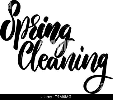 Spring cleaning. lettering phrase for invitation, banner, postcard, web, poster template. Vector illustration Stock Vector