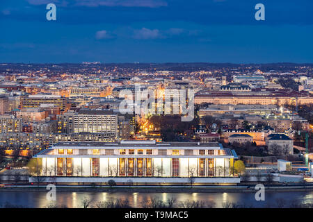 Aerial view of Washington DC cityscape from Arlington Virginia USA. Stock Photo