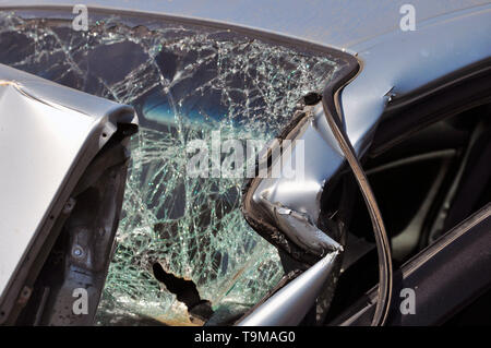 It is clear glass repair or auto accident on the road. Stock Photo