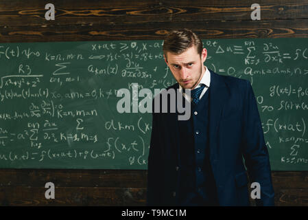 Talented mathematician. Man formal wear classic suit looks smart ...