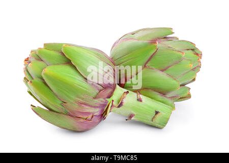 Fresh Artichokes isolated on white background closeup Stock Photo