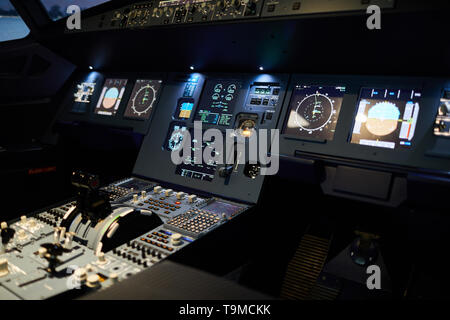 Night illumination of flight deck Stock Photo