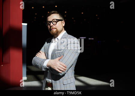 Confident TV show host Stock Photo