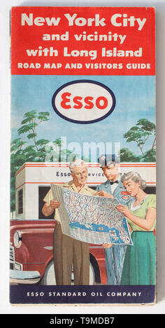 Old Vintage Road Map Stock Photo