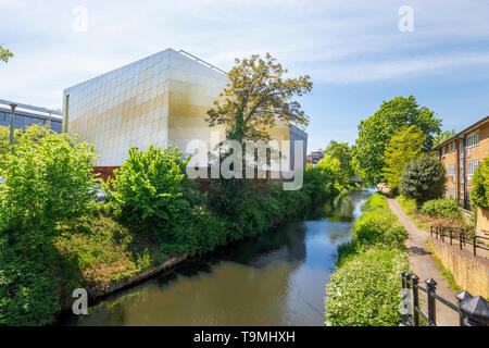 The Lightbox in Woking town centre, a gallery, museum and exhibition space civic amenity modern building on the banks of the Basingstoke Canal Stock Photo