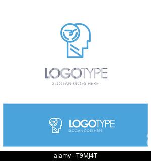 Activity, Brain, Faster, Human, Speed Blue outLine Logo with place for tagline Stock Vector