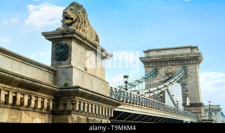 Lion on Chain bridge Stock Photo