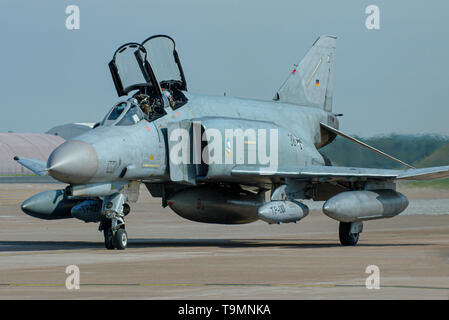 German Air Force McDonnell Douglas F-4 Phantom II jet fighter plane of Jagdgeschwader 74 (JG 74) (74th Fighter Wing). F-4F fighter taxiing Stock Photo